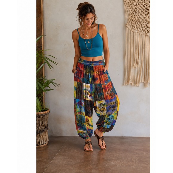 Rising International Other - Rising International Patchwork Harem Pants Boho Hippie Festival Nepal Medium